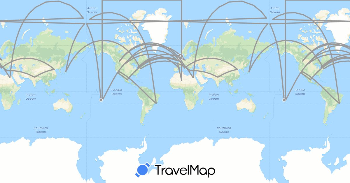 TravelMap itinerary: driving, plane in Belgium, Brazil, Canada, China, Germany, Algeria, Egypt, Spain, France, United Kingdom, Greece, India, Italy, Japan, Mexico, United States (Africa, Asia, Europe, North America, South America)